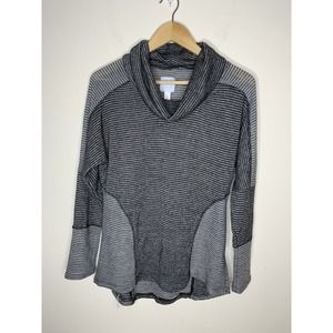 Lauren Conrad Sunday Womens Size Medium Sweater Cowl Neck Tunic Black White